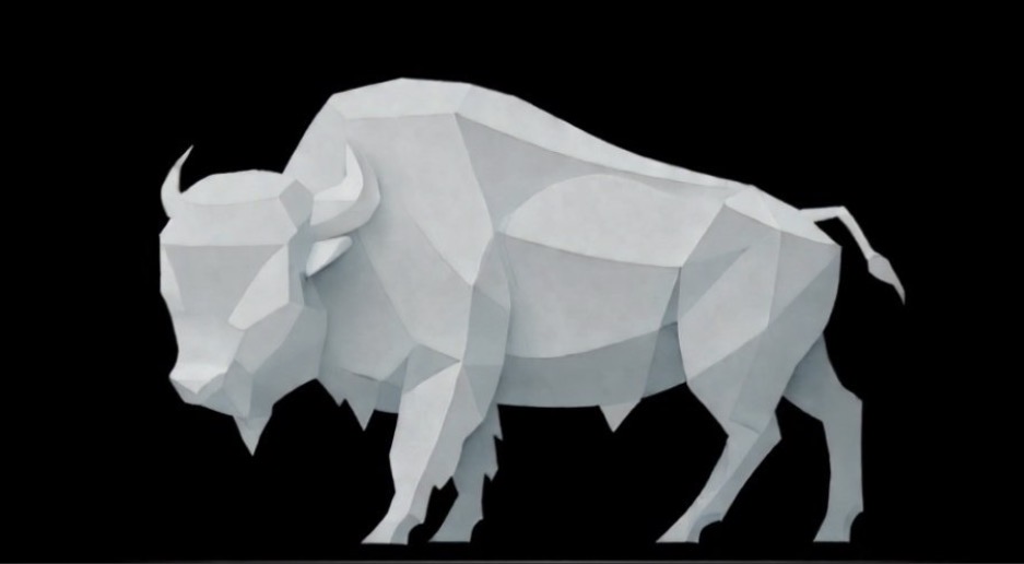 Faceted low-poly bison — State of the Art Electronics mark